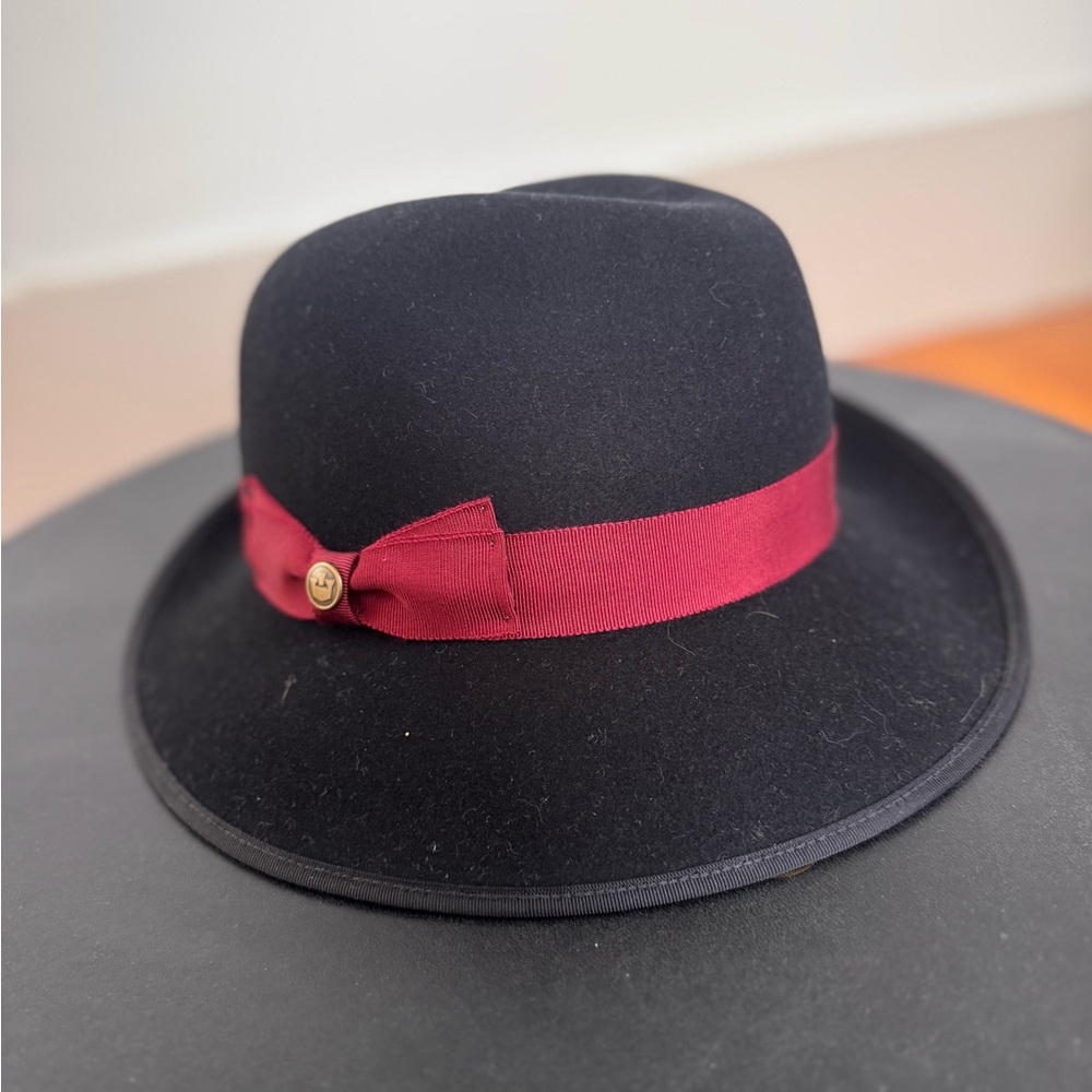 Goorin Bros Black Hat with Burgundy Band